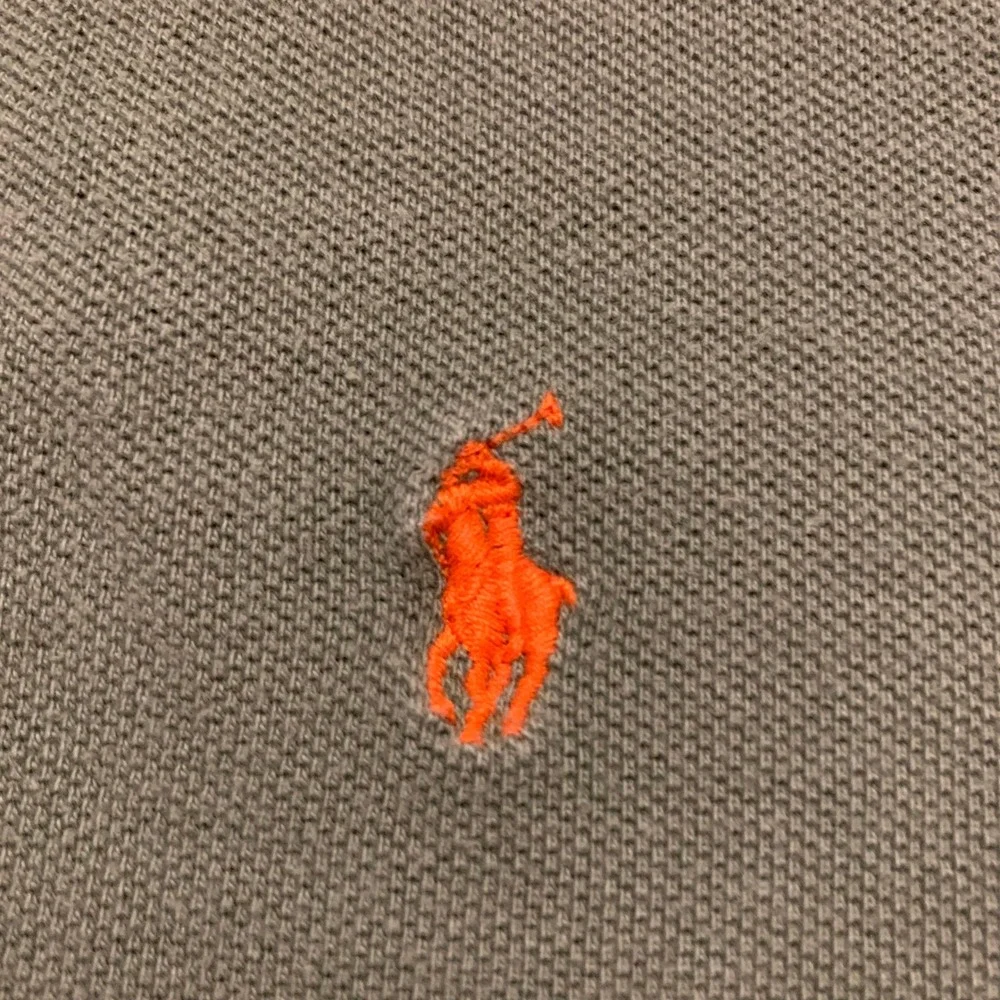 VTG Polo Ralph Lauren Polo Shirt Mens L Orange Pony Cotton Pique Olive Green 90s